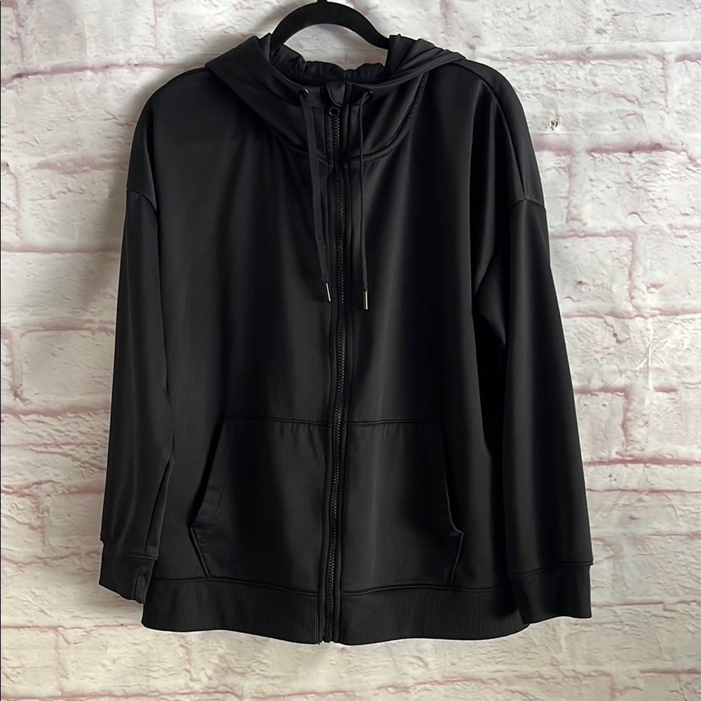 Mondetta Full Zip Hoodie Jacket Pockets Logo Black Drawstring